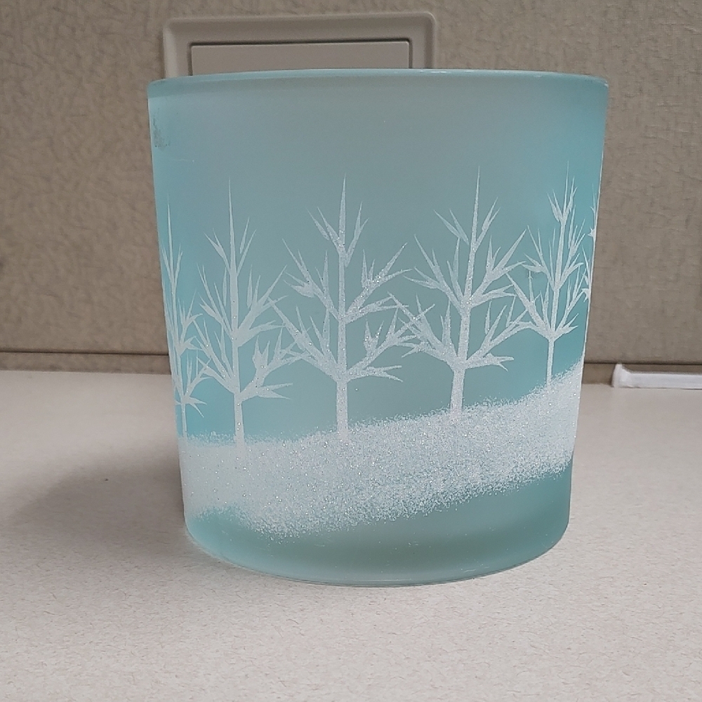 White And Blue Frosted Candle Holder